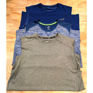 Men's Athletic Shirts Lg Sleeveless 3 Ct Blue Grey Russell Champion Pro Player